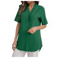 Light and Airy: Solid Color Short-Sleeved V-Neck Tops for Women. 