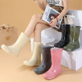 Fashion waterproof rain boots women's adult medium cut rain boots buckle Korea water shoes martin boots snow boots motorcycle boots wholesale. 