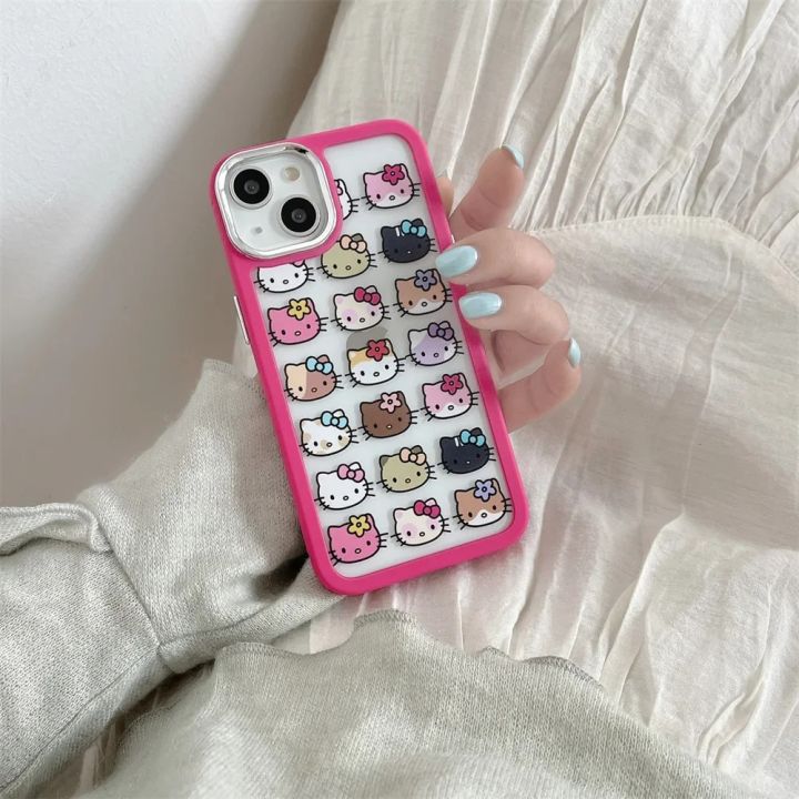 Cute Cartoon Anime Role Hello Kitty Phone Case for Iphone 11 12 13 14 15 Pro Max Soft Transparent Anti-fall Protect Back Cover Vnce