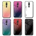 Gradient Color Tempered Glass Casing Protective Case Back Cover Soft TPU Bumper Case For Nokia 6.1 Plus (Nokia X6) Case. 