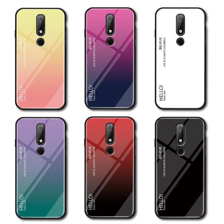 Gradient%20Color%20Tempered%20Glass%20Casing%20Protective%20Case%20Back%20Cover%20Soft%20TPU%20Bumper%20Case%20For%20Nokia%206.1%20Plus%20(Nokia%20X6)%20Case%20-%20Image%205