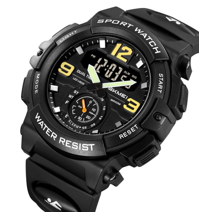 SKMEI 2341 Men’s Sport Watch – Large Dial, Quartz Digital, Alarm, Waterproof Wristwatch - Black