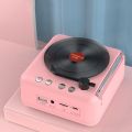 Manovo H3 Macaron Vinyl Record Player Bluetooth Speaker Retro Radio Stereo Pink/Yellow. 