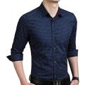 Stylish Regular Slim Fit Navy Blue Chack Blank Cotton Long Sleeve Formal Shirt For Men. 
