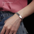 ID Bar Bracelet Bracelets for Women Personalized Inspirational Jewelry Mantra Cuff Bangle Friend Encouragement Gift for Her.