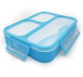 3 Grid Leak Proof Lunch Box, Microwave Safe, Insulated, 1000ml, Dishwasher Safe, PP and Silicon, Clear Top, with Spoon.