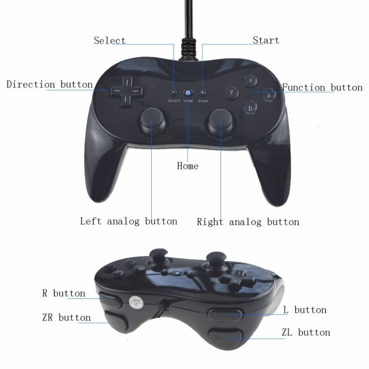 White/Black%20Classic%20Wired%20Game%20Controller%20Gaming%20Pro%20Remote%20Game%20Controller%20Gamepad%20For%20Nintendo%20Wii%20-%20Image%207