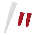 Caulking Tool Kit-14 x Yellow silicone sealant finishing tools
2 x Black caulk remover
2 x Yellow grout scraper
2 x White caulk nozzle
4 x Red caulk nozzle caps-Color as shown.