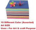 A4 Multi Color Handmade Origami Paper – 100 Pcs | Thin Scrapbook & Craft Paper. 