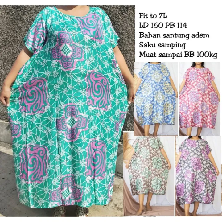 Daster%20Women%20BATIK%20JUMBO%20LD%20150-160%20Without%20Arm%20RAYON%20Material%20BKN%20YUKENSI%20DASTER%20Sleep%20Home%20-%20Image%203