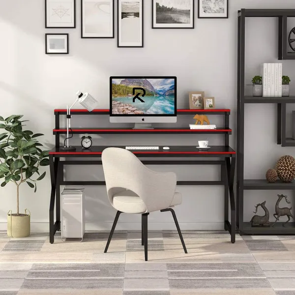 RK Office Desk with Monitor Stand – Large Modern Computer Desk, Gaming ...