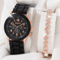 Luxury 5pcs Handwatch Set with Butterfly Necklace Earrings Bracelet Quartz WristWatch for Women. 