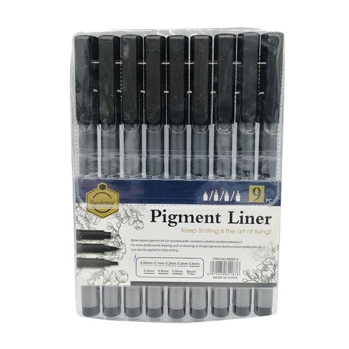 Keep Smiling Set of 9pcs 0.05 to 0.8 Drawing Pen Fine Liner Set, best Sketching Pens for Arts & Craft Students Pigment Liner Pigma Micron Drawing Pens