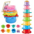 8pcs Stacking Straining Cups Children Kids Bath Toy Early Educational Ocean Nesting Cup Bathroom Colorful Toys Sets Funny Game. 