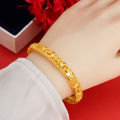 Chinese wind sand gold hollow buckle bracelet back pattern ancient craft men's and women's gold-plated Douyin live wholesale. 