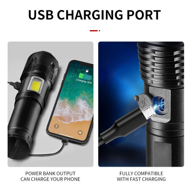 10000000lm%20most%20powerful%20LED%20flashlight%20xhp999%20high%20power%20torch%20light%20rechargeable%20tactical%20flashlight%2018650%20USB%20camping%20lampcob%20-%20Image%202