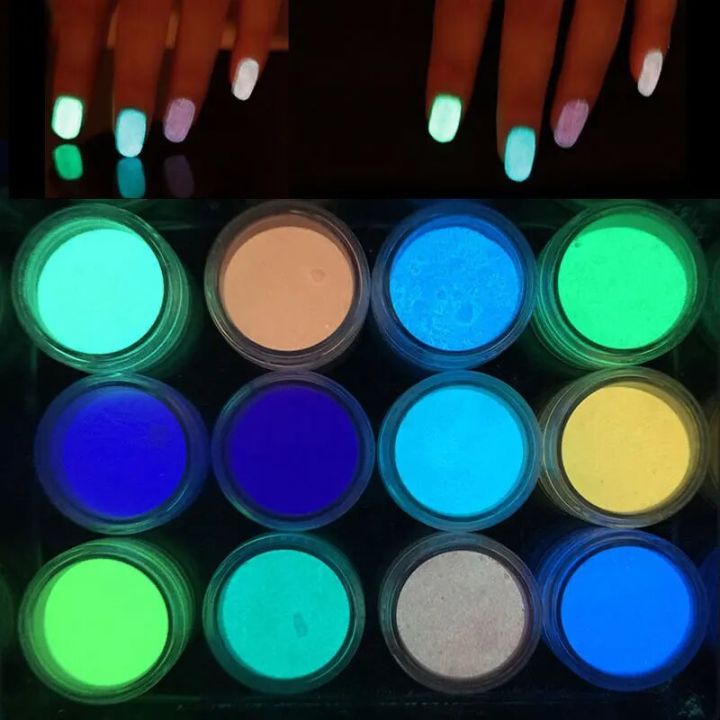10g/Bag Luminous Powder Nail Art Glitter Glow In Dark Fluorescent Phosphor Pigment Long Lasting Manicure Eye Shadow Neon Dust