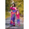 Exclusive Designer Hand Print Half Silk Saree for women. 