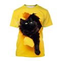 2024 Animal Graphic T-shirt For Men Clothing 3D Kawaii Cat Print T Shirt Casual Streetwear O Neck Short Sleeve Tops 4XL.