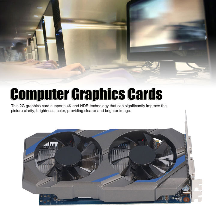 Computer Graphics Cards GDDR5 GTX750TI 2GB 1072MHz 5400MHz Dual Fan 4K HDR Tech 2G Graphics Cards for 128BIT Desktop