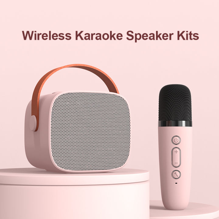 Mini Karaoke Machine Bluetooth Speaker with 2 Wireless Microphone Portable Karaoke Speaker Set MP3 Player for Kids Adults KTV