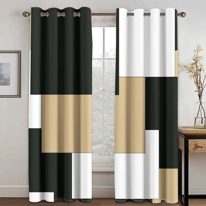 270*240%20Cheap%20Abstract%20Geometric%20Black%20Red%20Modern%20Thin%20Two%20Windows%20Curtains%20for%20Living%20Room%20Bedroom%20Decor%202%20Pieces%20-%20Image%204