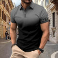 New men's top New summer polo shirt, degenerate color lapel zip short-sleeved T-shirt, casual street men's wear,. 