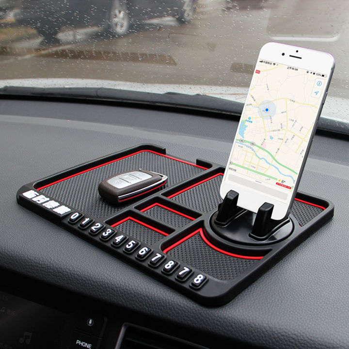 Anti-slip Multifunctional Car Dashboard Mat Keys Cell Phone Stand Holder Pad