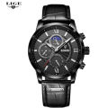 LIGE  Mens Watches Top Brand Luxury Brown Leather Casual Quartz Watch Men Sport Waterproof Clock Watch Relogio Masculino 8932. 