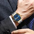 POEDAGAR Luxury Stainless Steel Watches for Man Luminous Waterproof Date Week Men Watch Tonneau Case Men's Quartz Watches. 