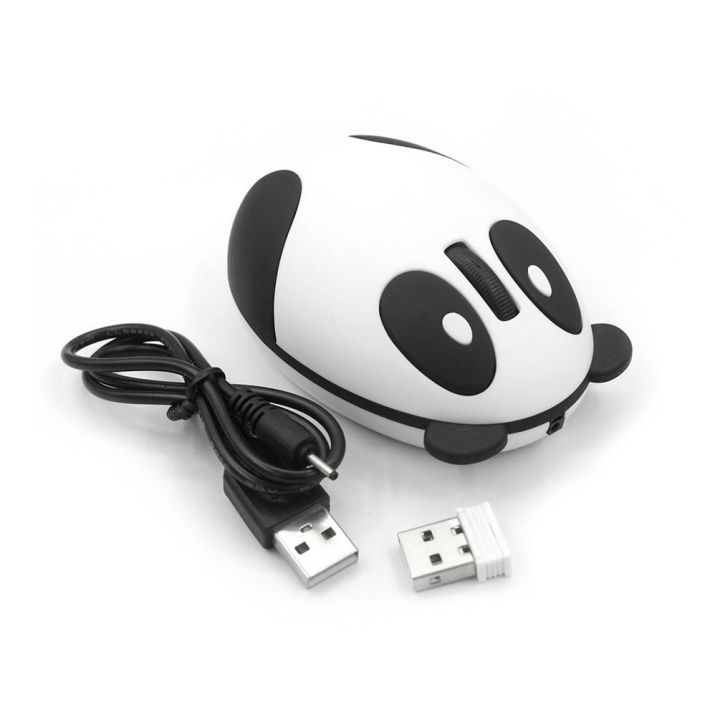 Ergonomic 2.4GHz Wireless Rechargeable Optical Panda Shape Computer Mouse - multicolor