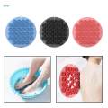 Silicone Shower Foot Back Scrubber Round 11.8inch with Suction Cups Foot Cleaning Multifunctional Bathing Supplies Wall Mounted Massage Pad.