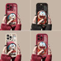 Phone Case For Oppo A16 A17 A53 A55 A18 A38 A76 A74 A12 A54s A1k A77 A95 A3s A5s A16s A31 A52 A16K A96 A17k A9 A16E A77s Casing Cute Smile Angel Eyes Cartoon Doraemon Wine Red Soft Fashion Shockproof Silicone Cover Couple.