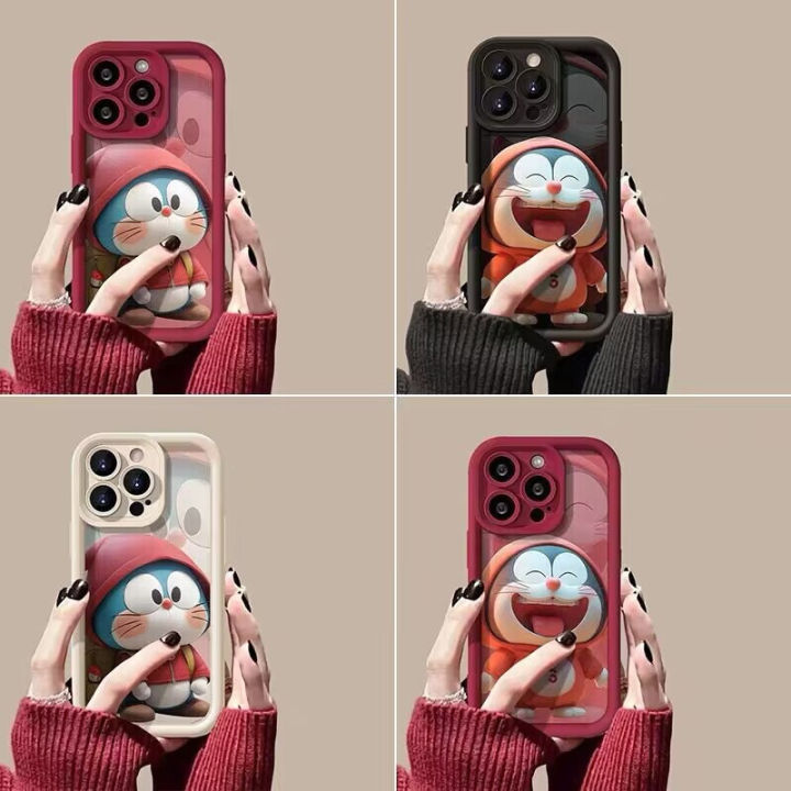 Phone%20Case%20For%20Oppo%20A16%20A17%20A53%20A55%20A18%20A38%20A76%20A74%20A12%20A54s%20A1k%20A77%20A95%20A3s%20A5s%20A16s%20A31%20A52%20A16K%20A96%20A17k%20A9%20A16E%20A77s%20Casing%20Cute%20Smile%20Angel%20Eyes%20Cartoon%20Doraemon%20Wine%20Red%20Soft%20Fashion%20Shockproof%20Silicone%20Cover%20Couple%20-%20Image%202