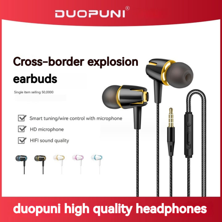 DUOPUNI Android wired with microphone earbuds smart call tuning listening to songs in-ear mobile phone headphones