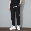 Men's Summer New Thin Pants Men's Korean Fashion Casual Working Pants All-Matching Ankle Length Ankle-Tied Loose Sweatpants. 