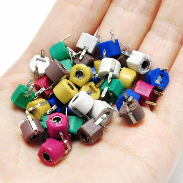 5Pcs- Adjustable Trimmer VARIABLE Capacitor 0-60pF 6mm 2 Pin Leads Plastic Cover Trimmer Capacitor Variable Capacitor Regulator For Arduino