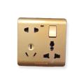6 Pin Multi Gang Socket With Indicator 3 Pin & 2 Pin Multi Function Universal Wall Switch Socket - Remote Control Switch. 