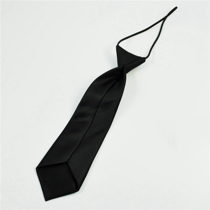 3X%20Solid%20Black%20Polyester%20Elastic%20Slim%20Necktie%20Neck%20Tie%20for%20Child%20-%20Image%204