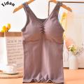 Women vest Solid Color High Quality Cotton Yoga Sports suspenders Vest With Chest Pad Underwear. 
