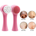 Face Manual Portable Cleaning Massage Brush Deep Cleansing Pores Skin Care Hot Double-sided Silicone Cleansing Tool PINK. 