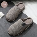 Men's Slippers Memory foam Slippers for home 2022 Winter Non-Slip Male House Shoes Stripe Unisex Indoor Slippers Soft Plus Size. 
