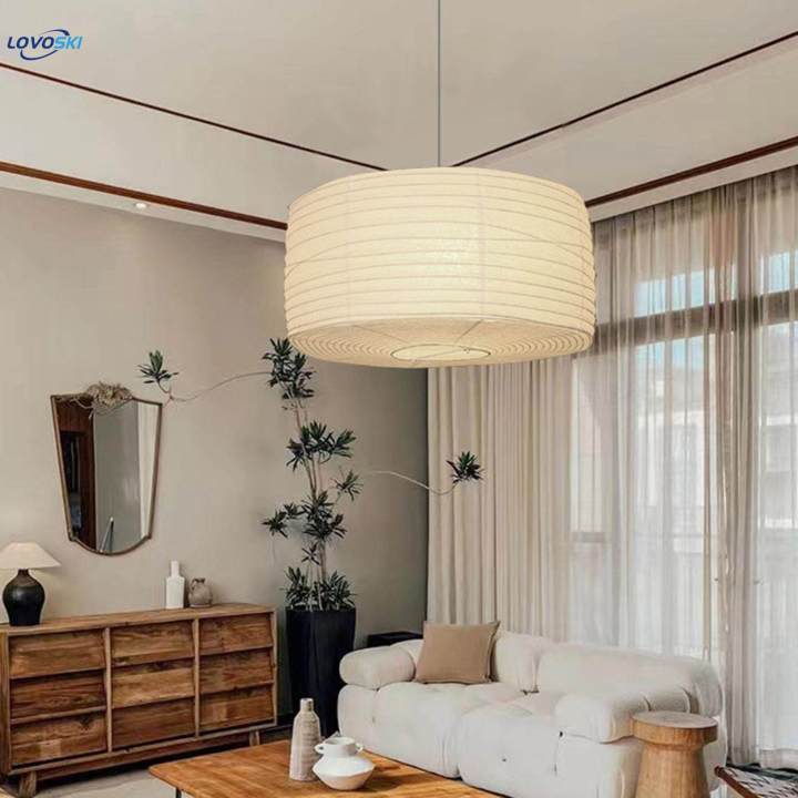 Pendant Lights Paper Lampshade (E27 Bulb) Simple/Off Switch Bedside Ceiling Light for Reading Room