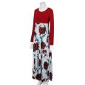 Fashion Women Long Sleeve Floral Boho Print  Long Maxi Dress Ladies Casual Dress. 