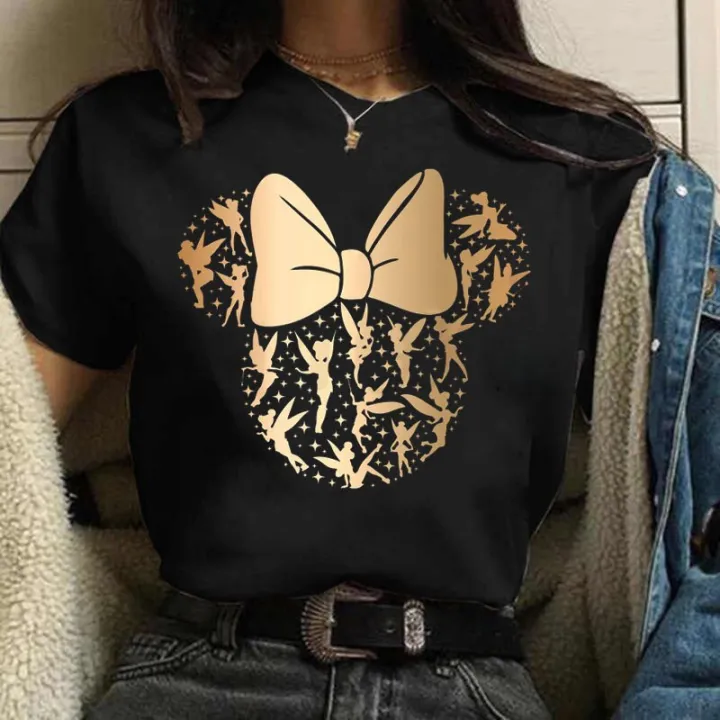 Disney%20Gold%20Micky%20Head%20Women's%20Casual%20100%25%20Cotton%20T-shirt%20Mickey%20Mouse%20High-Quality%20Print%20Fashion%20Top%20Cartoon%20-%20Image%204