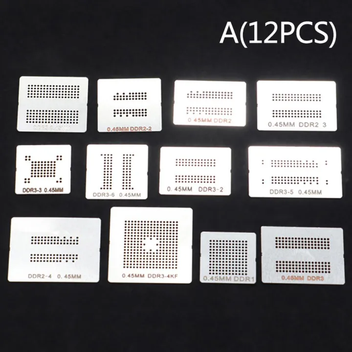 NEW 12/14Pcs BGA Reballing Stencil Dedicate Kit For DDR2 DDR2-3 DDR3 DDR5 Encounter
