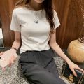 2021 Summer New Embroidered Loose Student Women's Shirt Short Sleeve T Women's T-shirt ins Trendy Women's Clothing. 