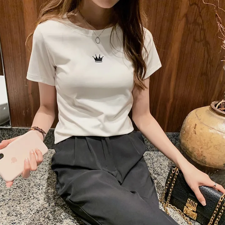 2021%20Summer%20New%20Embroidered%20Loose%20Student%20Women's%20Shirt%20Short%20Sleeve%20T%20Women's%20T-shirt%20ins%20Trendy%20Women's%20Clothing%20-%20Image%202