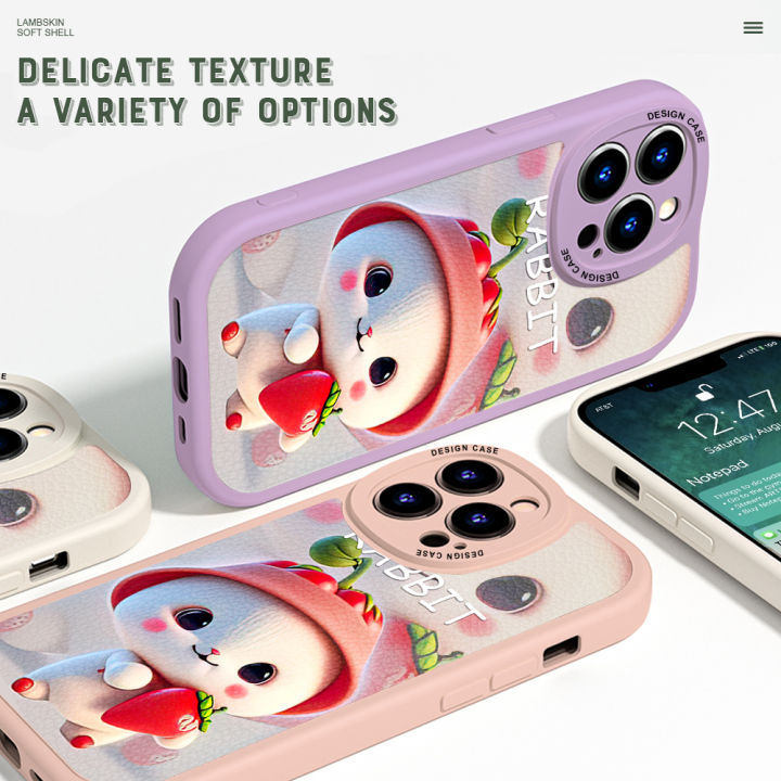 FINDWORLD%20for%20Redmi%20Note%2011/Note%2011S%20Cartoon%20Cute%20Rabbits%20Lambskin%20Texture%20Soft%20Silicone%20PU%20Leather%20Back%20Cover%20Phone%20Case%20-%20Image%209