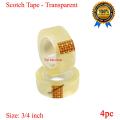 Scotch Tape - Transparent - 3/4" - 4pc (Small). 